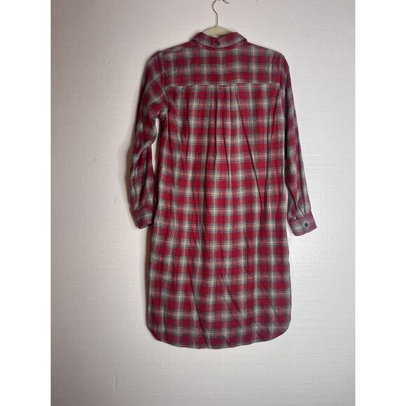Madewell Red Plaid Flannel Button Down Shirt Dress size xxs - Picture 6 of 6